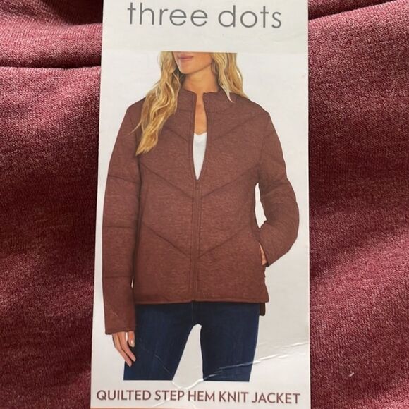NWT Quilted Knit Red Jacket, step hem, Three Dots, Women’s Small - Picture 6 of 6